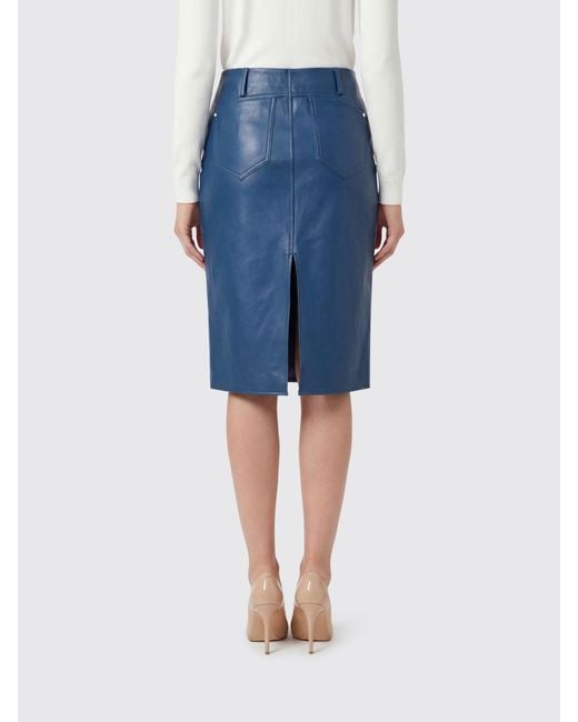Patrizia Pepe Blue Faux Leather Midi Skirt