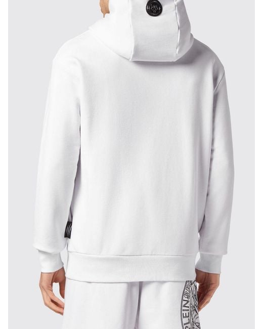 Philipp Plein Gray Tiger Cotton Hoodie With Contrasting Logo for men