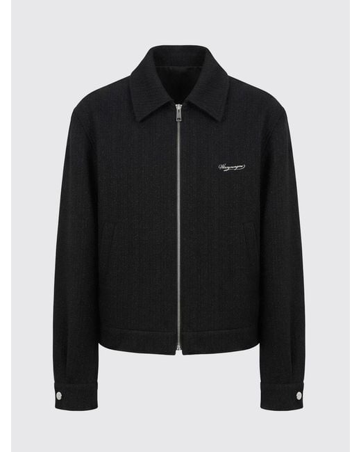 Wooyoungmi Blue Short Wool-Blend Coat With Zip Closure And Contrast Logo for men