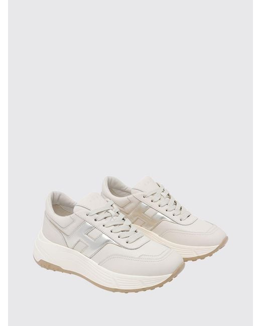 Hogan White Hi-Fi Smooth And Laminated Nappa Leather Sneakers With Chunky Sole