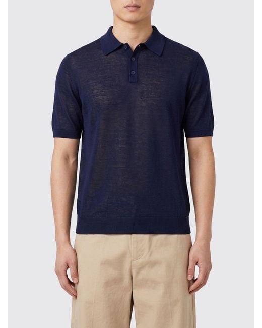 Ballantyne Blue Silk And Cashmere Polo Shirt for men