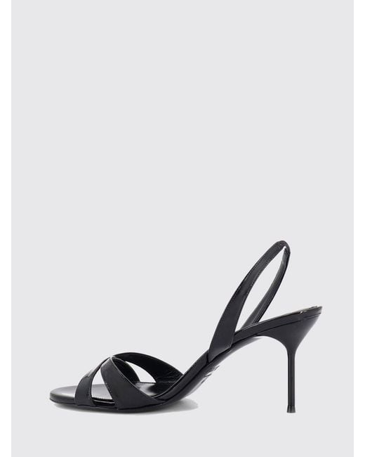 Paris Texas Black Patent Leather Stiletto Heel Slingback Sandals