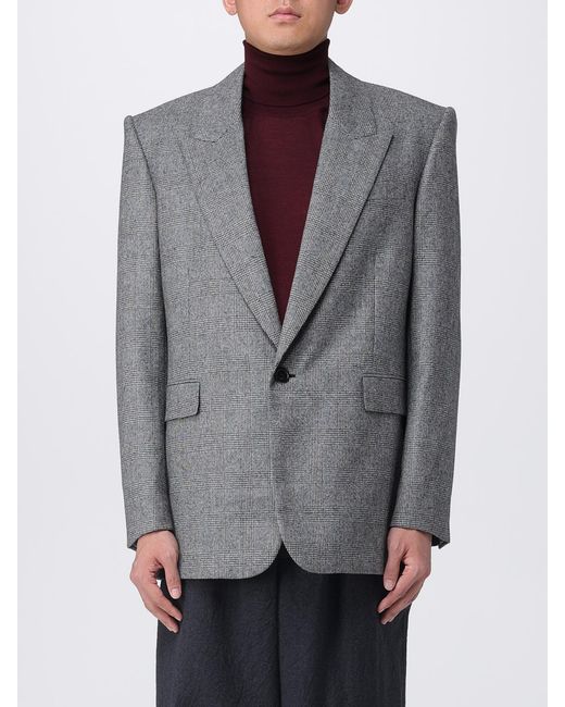Saint Laurent Gray Prince Of Wales Wool Blazer for men