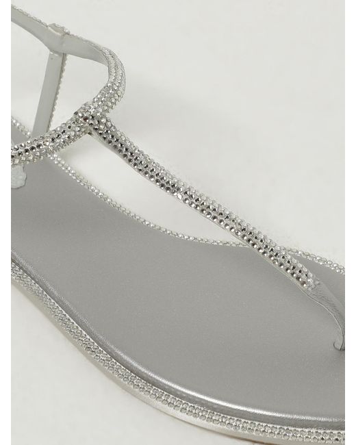 Rene Caovilla Natural Crystalembellished Flat Sandals