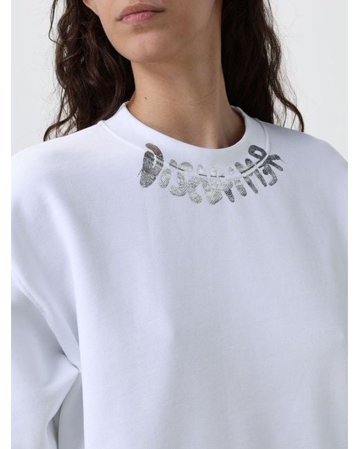 Sudadera Cropped De Algodón Con Logo Estampado Y Cuello Redondo DISCLAIMER de color White