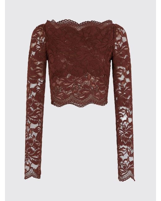 Rabanne Red Crop Lace Top