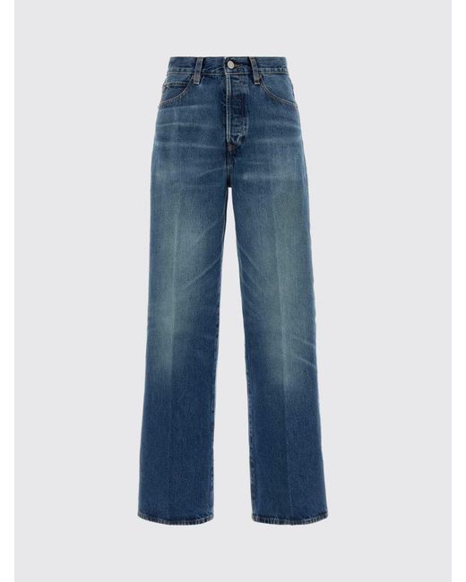 FRAME Blue Cotton Wide-Leg Jeans