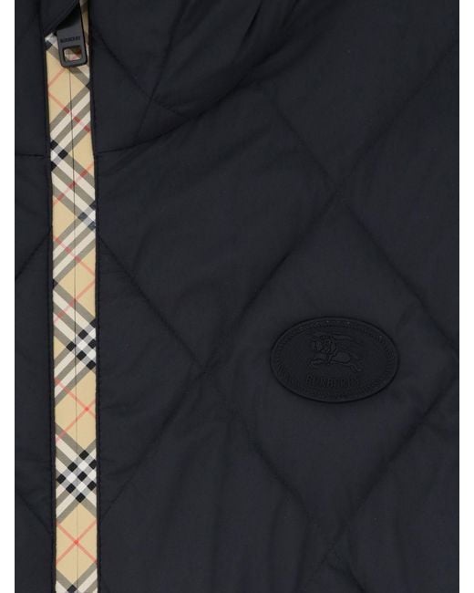 Burberry Blue Ekd Logo Quilted Nylon Gilet for men