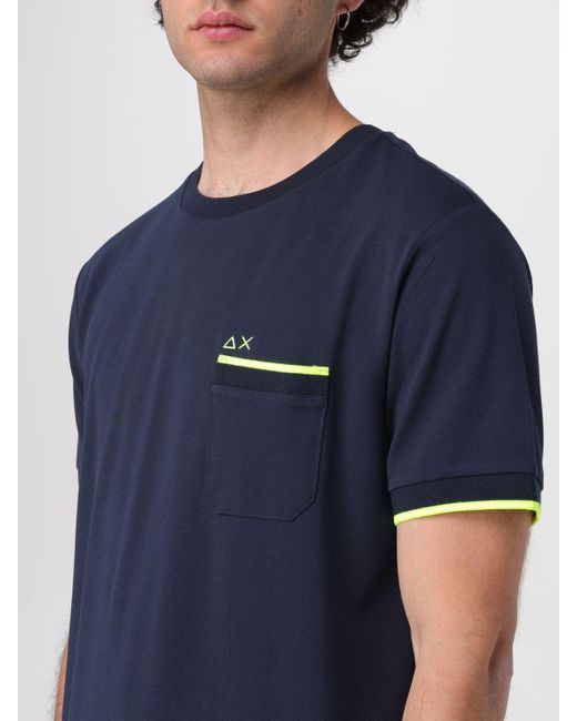 T-shirt in piquet con logo di Sun 68 in Blue da Uomo