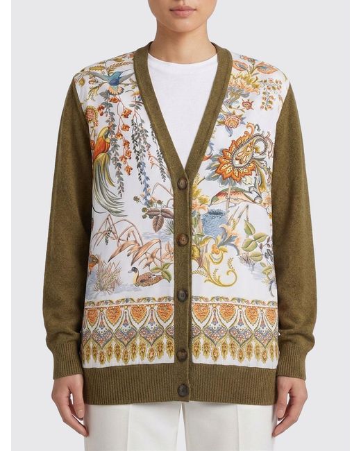 Etro Green Paisley Cotton Blend Cardigan
