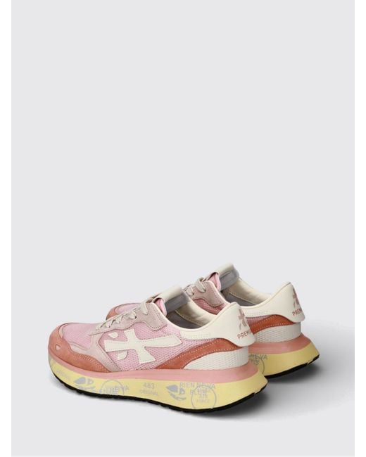 Premiata Pink Lauryn Suede And Mesh Sneakers