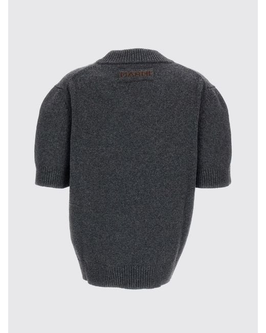 Marni Gray V-Neck Virgin Wool And Cashmere Sweater With Embroidery