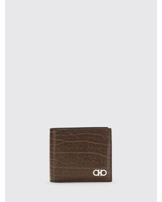 Ferragamo Brown Calfskin Leather Wallet for men
