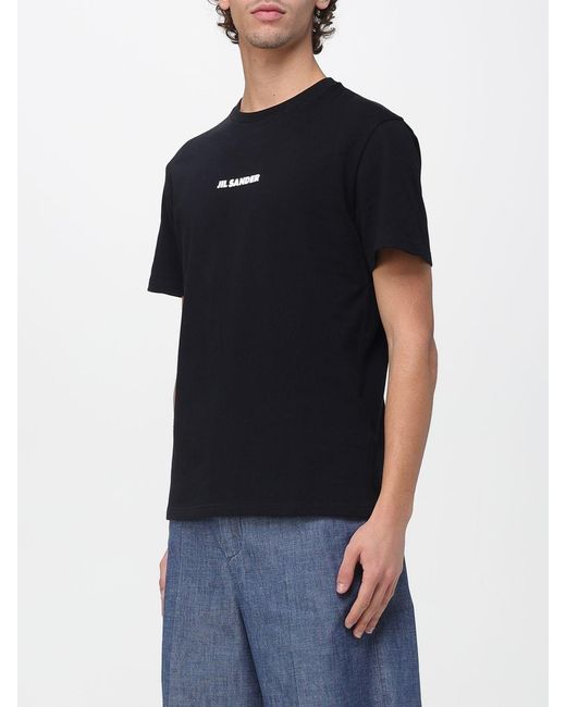 Jil Sander Black Cotton T-Shirt With Logo for men
