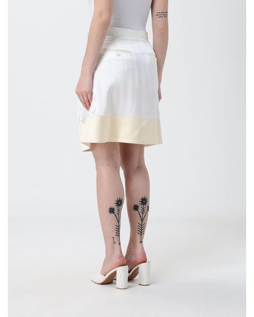 Totême White A-Line Satin Mini Skirt With Button Closure