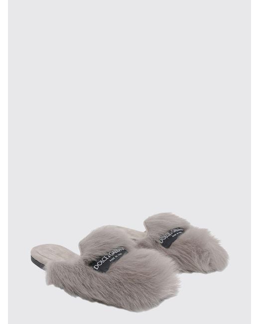 Dolce & Gabbana White Dolce &Amp Gabbana Shearling Slippers