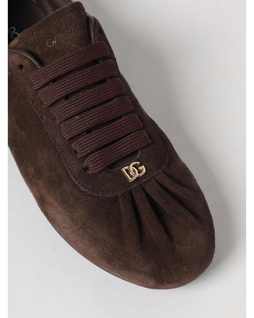 Dolce & Gabbana Brown Dolce &Amp Gabbana Suede Low-Top Sneakers With Embossed Logo