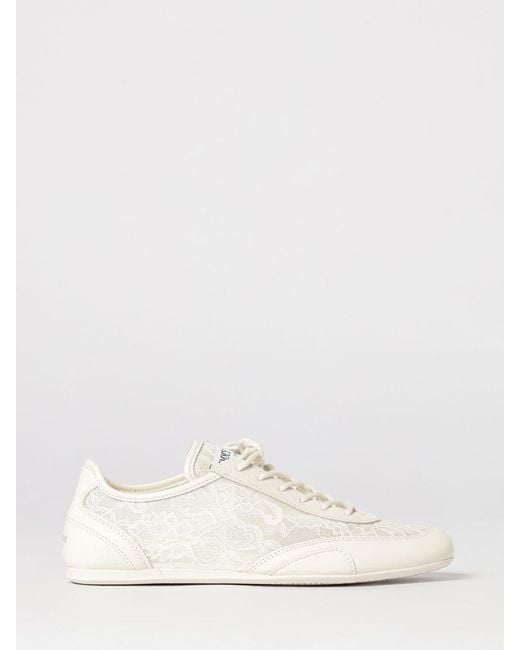 Jimmy Choo Natural Sunny Leather And Lace Sneakers