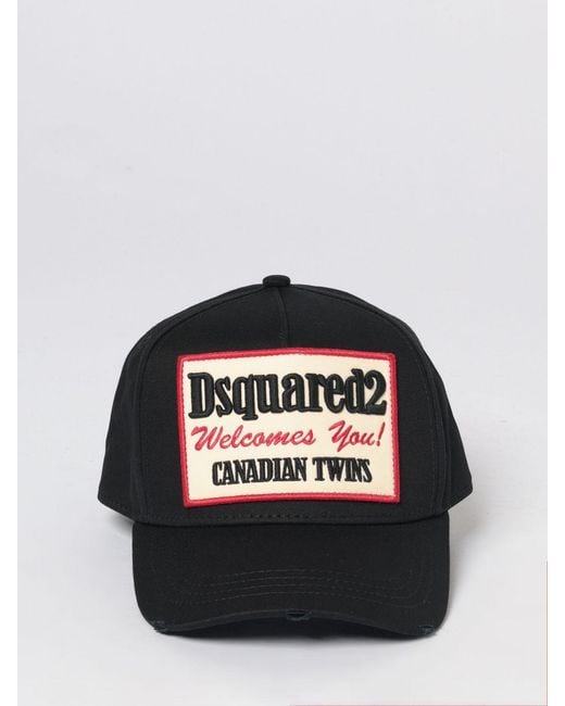 DSquared² Black Cotton Baseball Cap With Logo for men