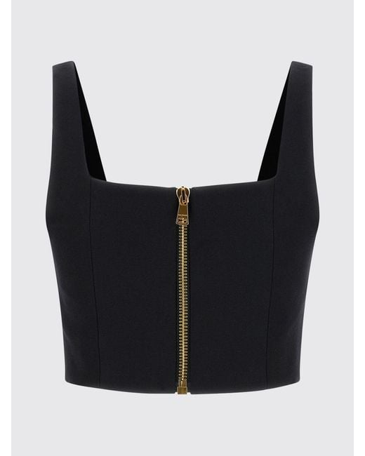 Balmain Blue Virgin Wool Cropped Top With Buttons