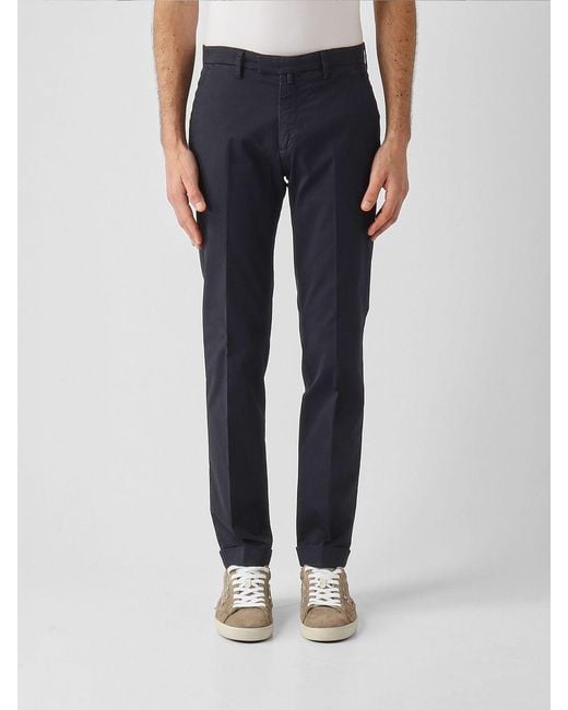 Briglia 1949 Blue Stretch Cotton Chino Trousers for men