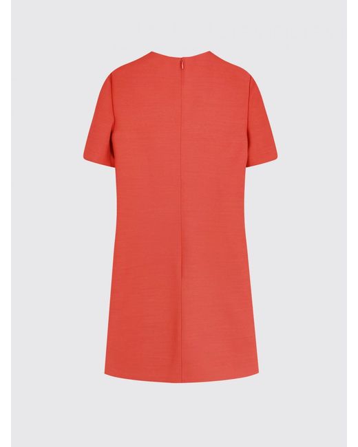 Valentino Red Wool And Silk Sheath Mini Dress With Bow Detail And V-Neck