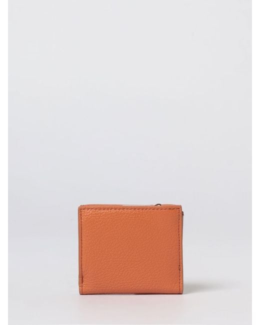 Coccinelle Orange Grained Leather Metallic Soft Wallet