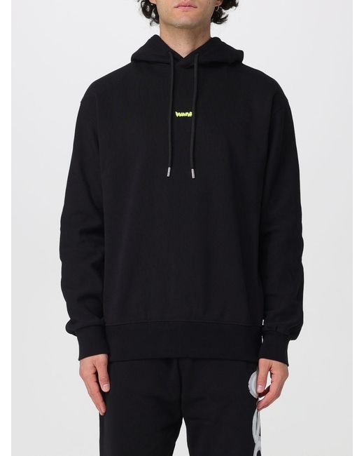 DISCLAIMER Blue Cotton Hoodie With Printed Logo And Dropped Shoulders for men