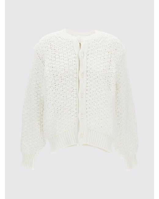 Comme des Garçons White Comme Des GarÇ Ons Crewneck Long-Sleeved Cardigan With Ribbed Trims