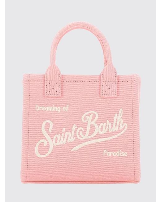 Mc2 Saint Barth Pink Embroidered Logo Cotton Twill Vanity Bag