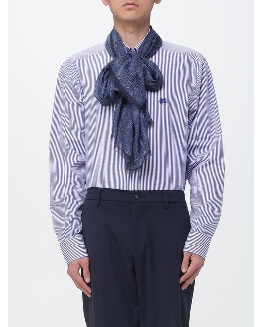Etro Blue Modal Scarf With Paisley Jacquard for men