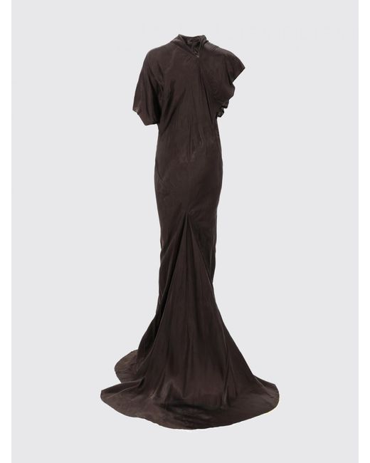 Rick Owens Brown Long Cupro Dress