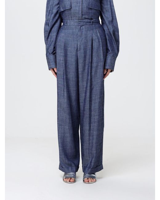 Peuterey Blue Linen Blend Palazzo Pants