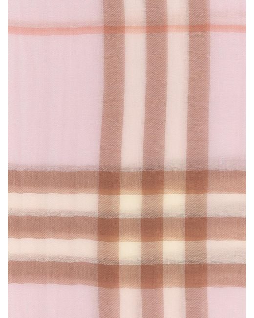 Burberry Pink Wool Check Pattern Scarf