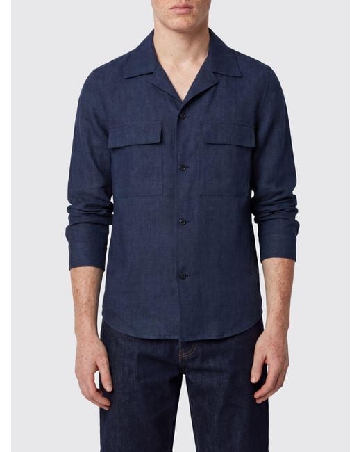 Briglia 1949 Blue Linen Shirt Jacket for men