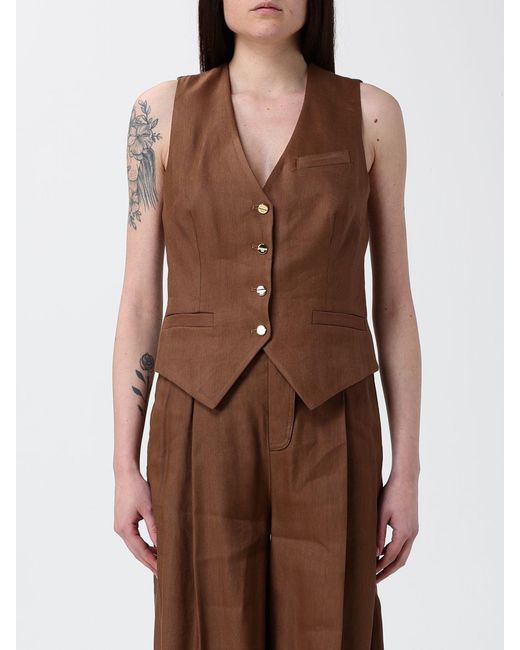Elisabetta Franchi Brown Linen Blend Vest