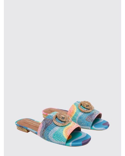 Kurt Geiger Blue Chelsea Rhinestone Satin Mules