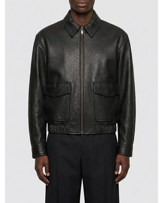 Saint Laurent Black Leather Bomber Jacket for men