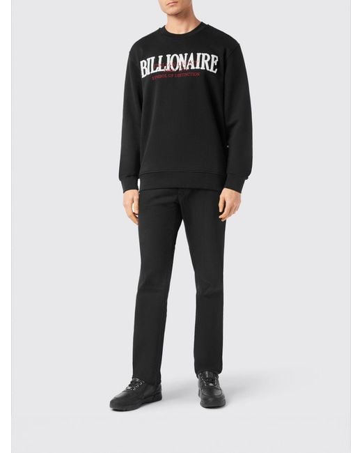 Billionaire Black Cotton Crewneck Sweatshirt With Logo for men