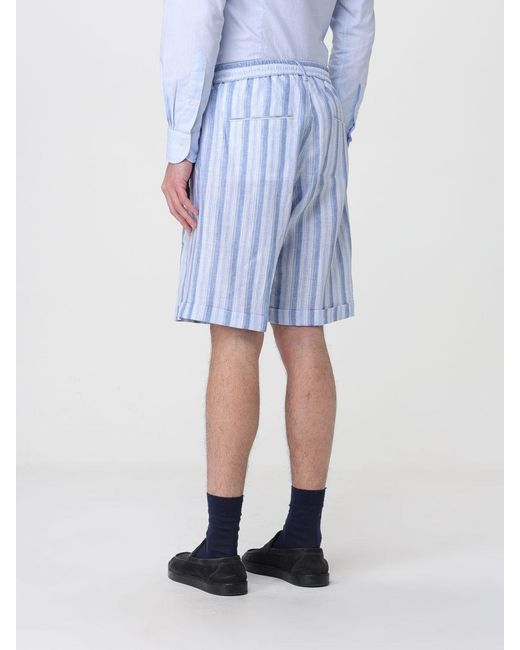 Tagliatore Blue Striped Viscose Blend Shorts for men