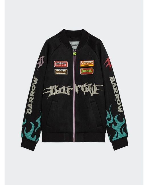 Barrow Black Printed Mesh Bomber Jacket for men