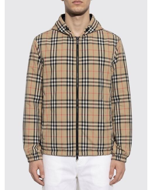 Burberry Brown Check Polyester Hooded Jacket for men