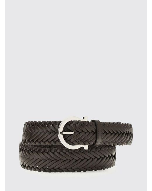 Ferragamo Multicolor Braided Leather Gancini Belt for men