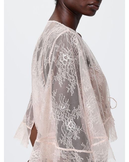 Alberta Ferretti Natural Lace Shrug