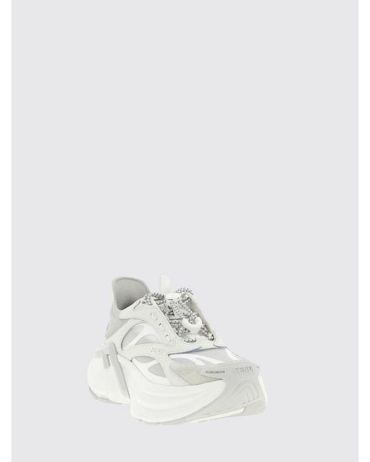 Fendi White F-Light Leather And Nylon Sneakers