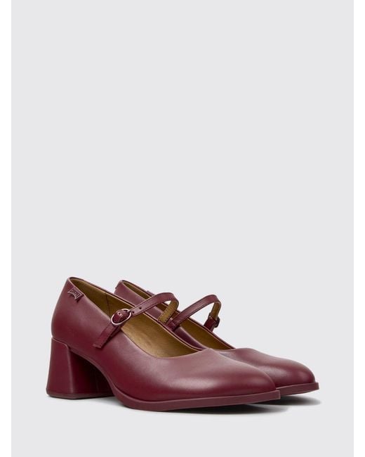 Camper Kora Smooth Leather Mary Jane Pumps With Flared Mid-Heel