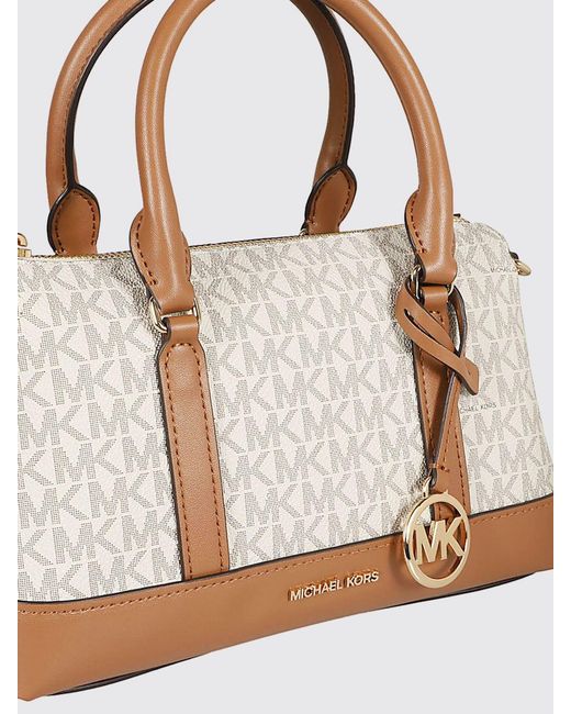 Michael Kors White Andie Coated Grained Cotton Bag With Mk Monogram
