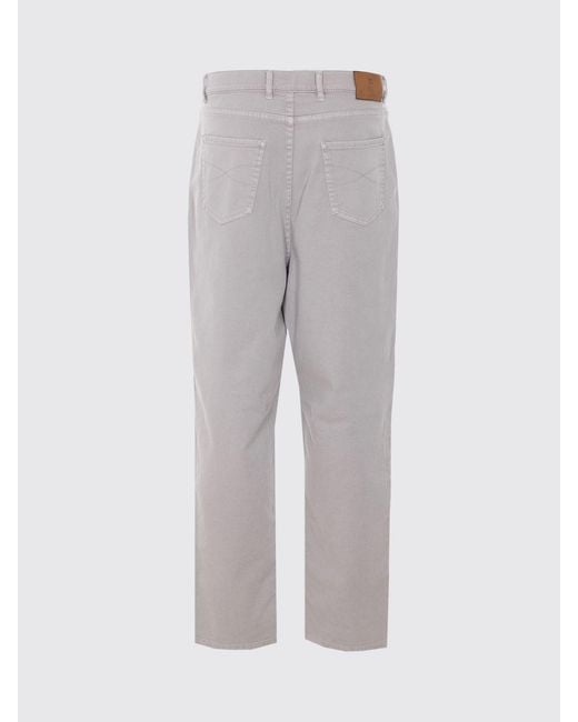 Brunello Cucinelli Gray Stretch Cotton Wide Leg Trousers for men