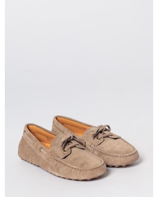 Tod's Natural Gommino Suede Boat Loafers