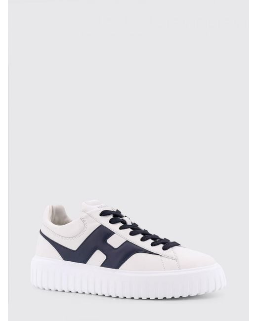 Hogan White H-Stripes Leather Sneakers for men